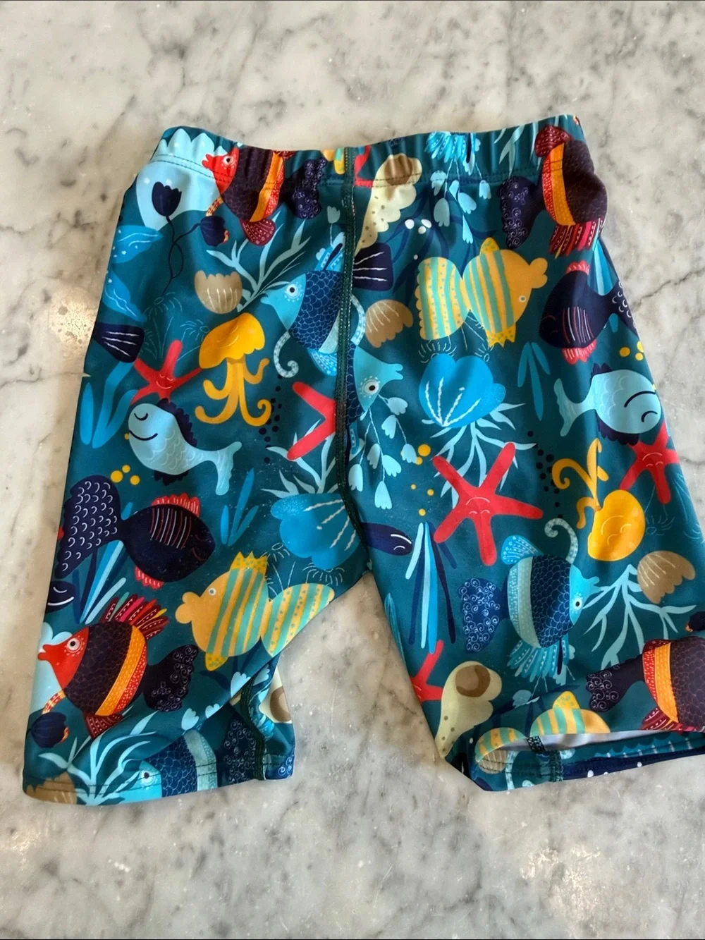 Boys Blue Ocean Print Swim Jammers